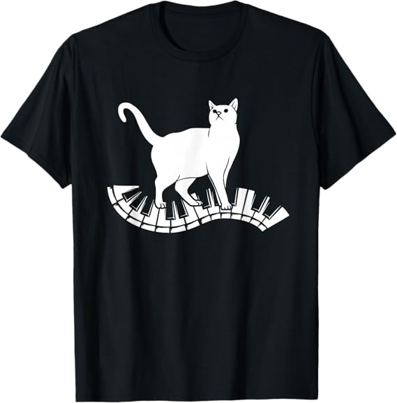 Funny Piano Music Cat Design Men Women Kids Cat Piano Lovers T-Shirt